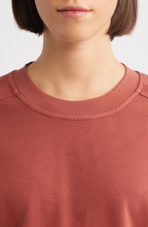 City Blues Brie Boxy Short Sleeve Sweatshirt In Burgundy