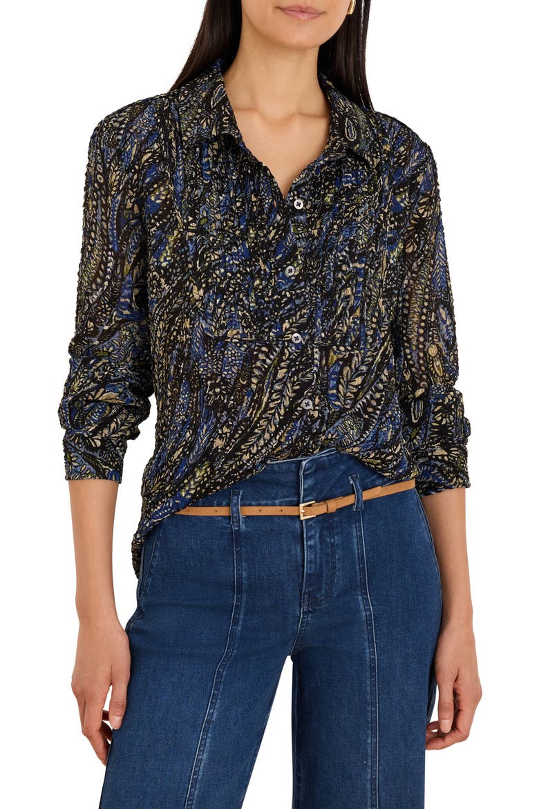 Portobello Paisley Chiffon Shirt, Main, color, BLUE MULTI