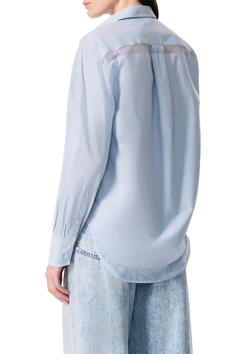 Maxine Mixed Media Button-Up Shirt, Alternate, color, LIGHT BLUE