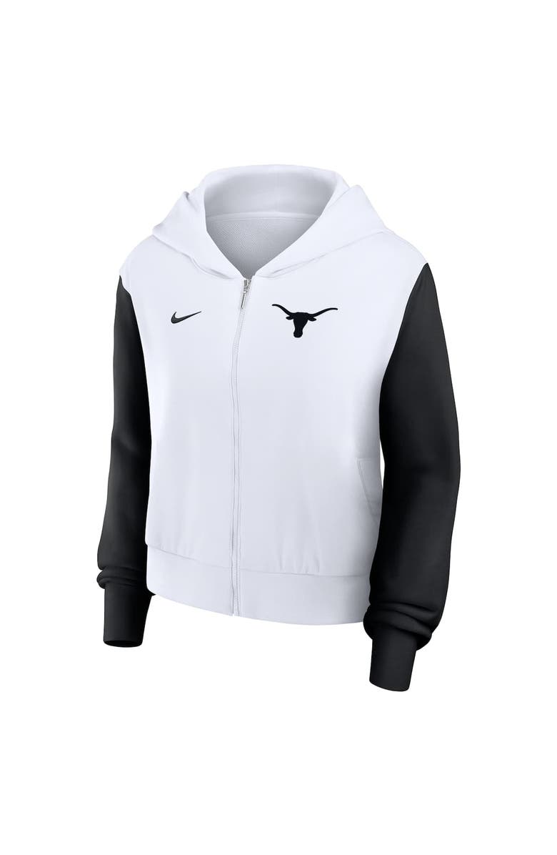 Nike Women's Nike White Texas Longhorns Cropped Beyond Capability Color-Block Script Full-Zip Hoodie, Alternate, color, White