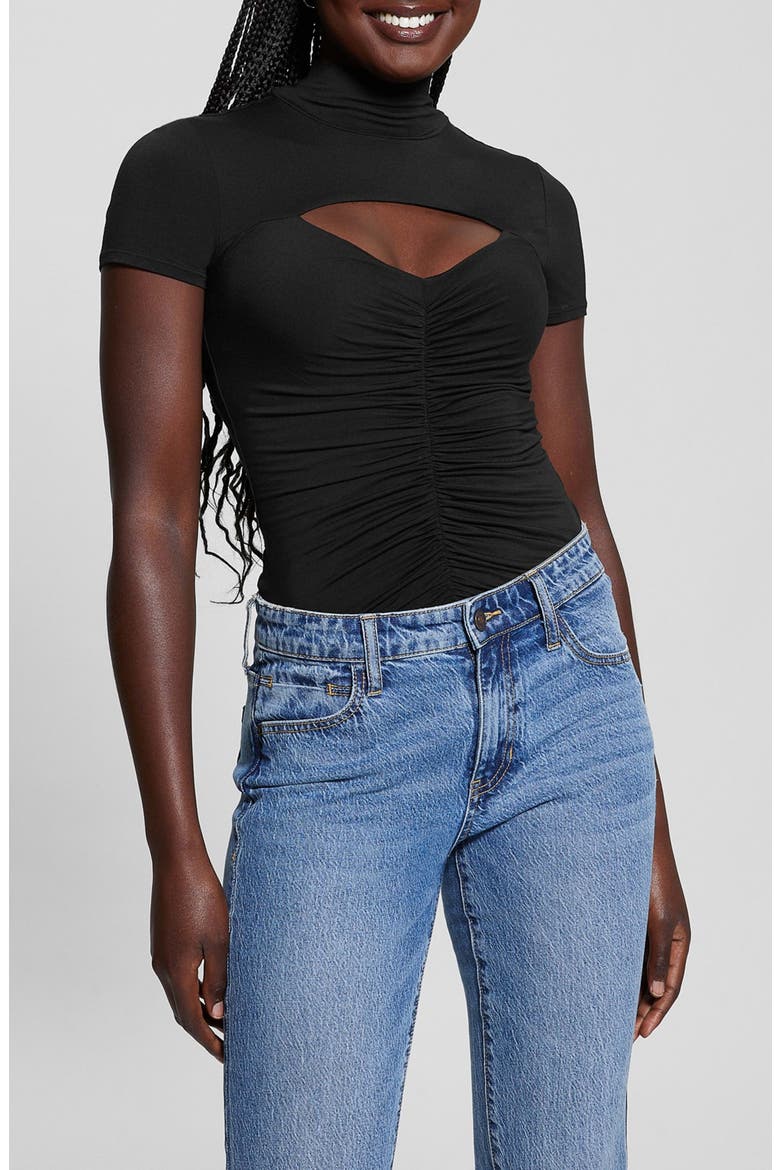 Brienna Cutout Jersey Top, Main, color, JET BLACK