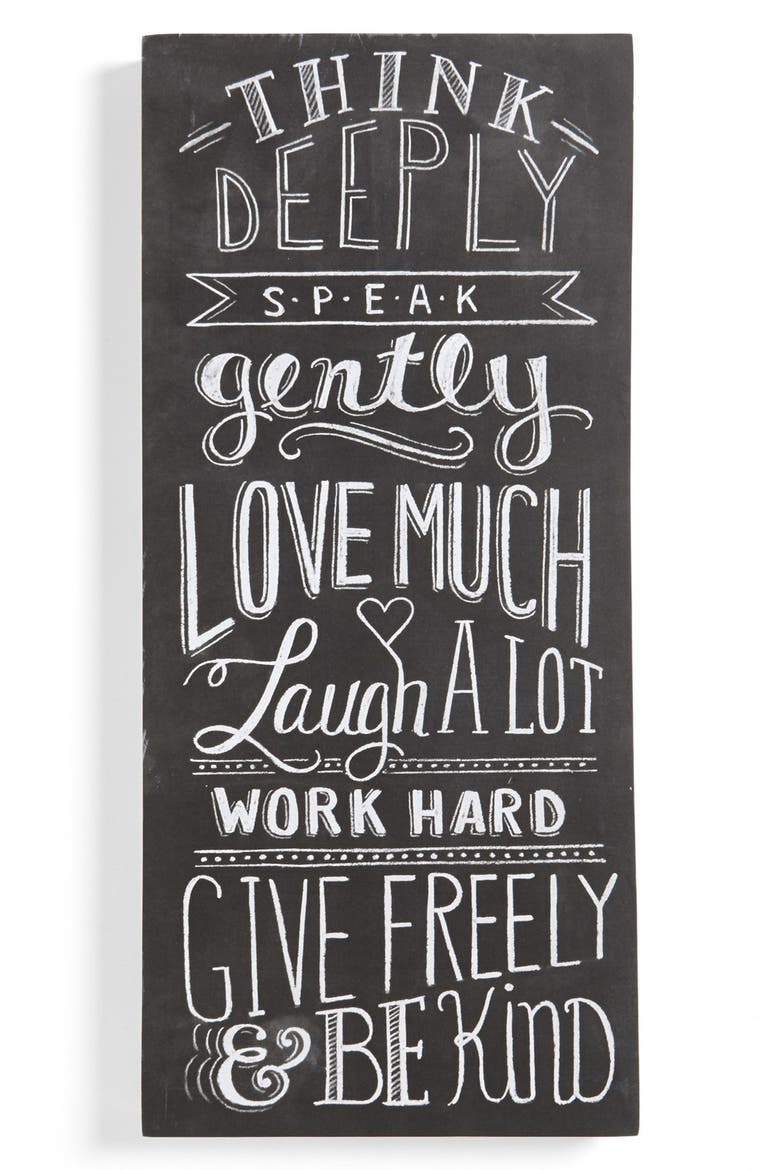 'Think Deeply' Chalk Sign, Main, color, BLACK