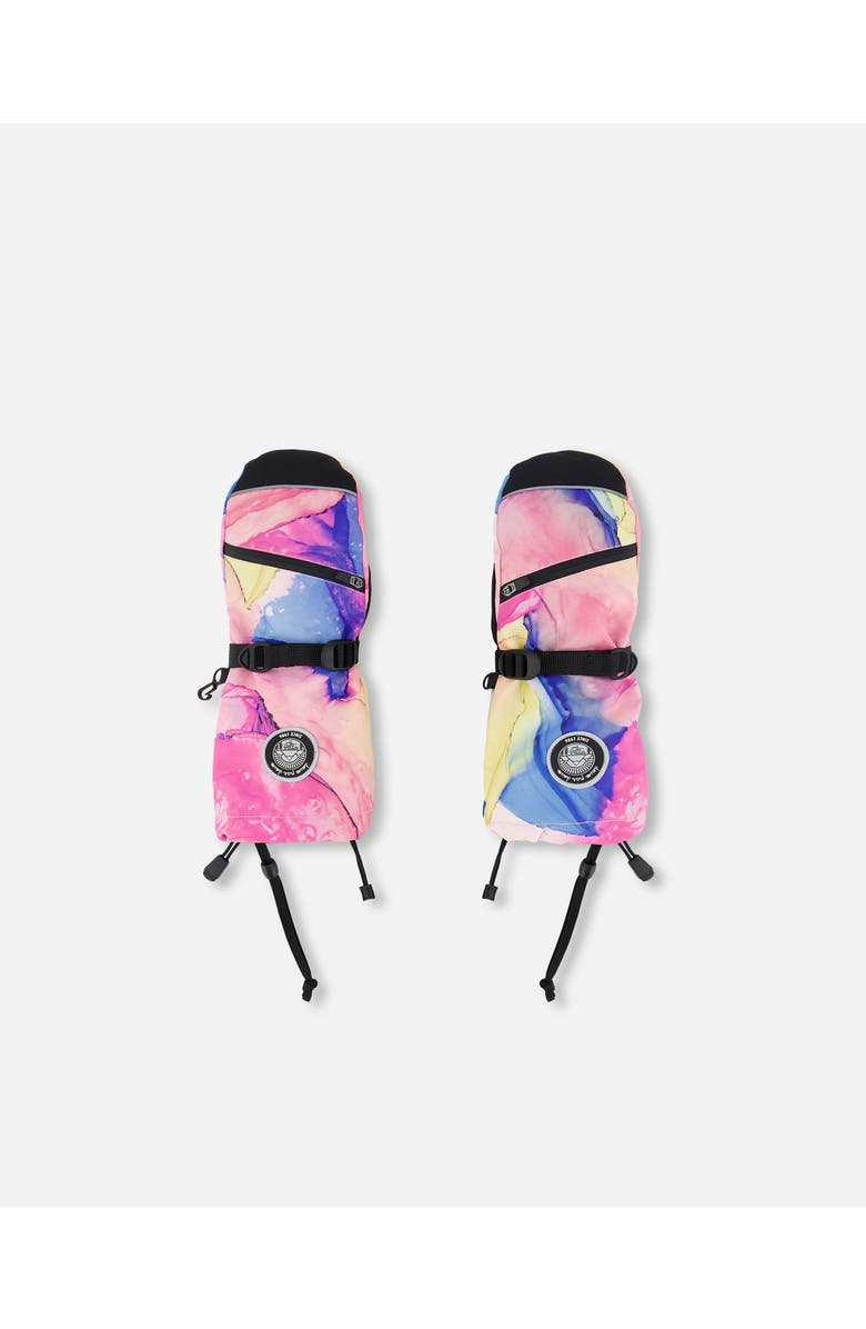 Deux par Deux Girl's Technical Mittens Printed Multicolor, Main, color, 