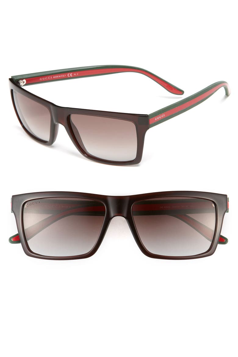 56mm Sunglasses, Main, color, TRANSPARENT BROWN