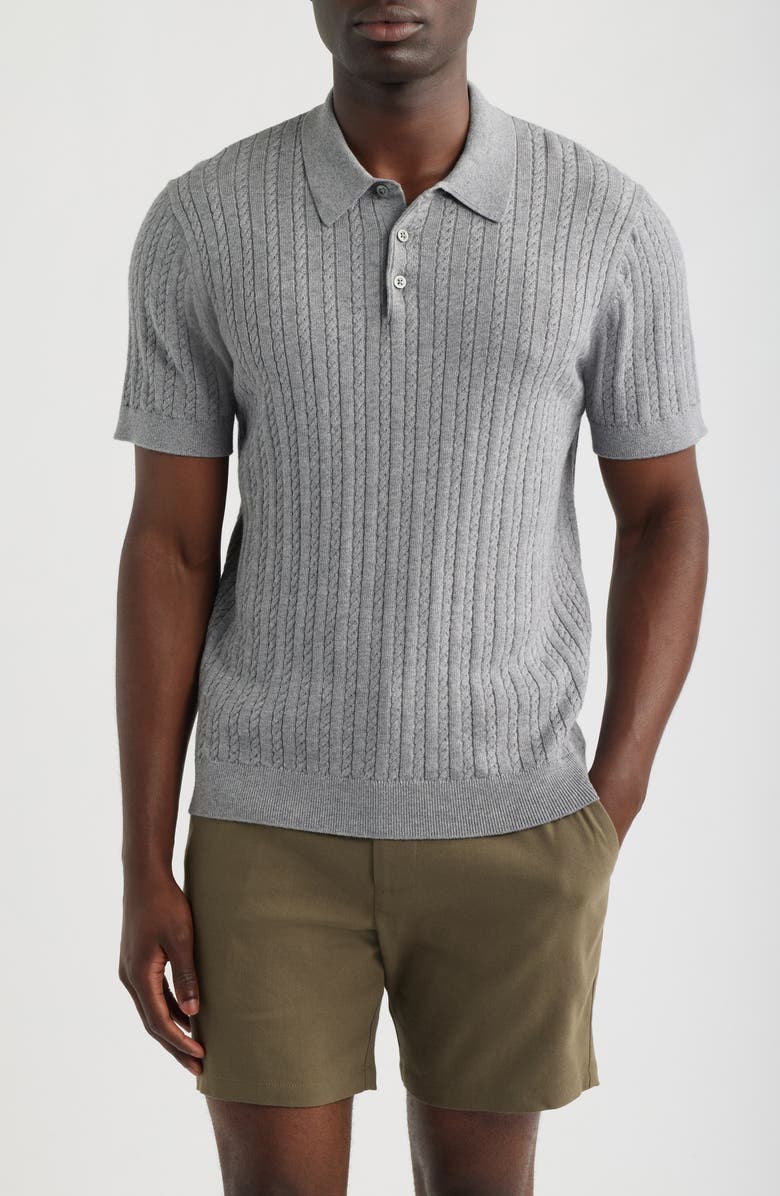 Nordstrom Cabled Cotton & Cashmere Polo Sweater, Main, color, 