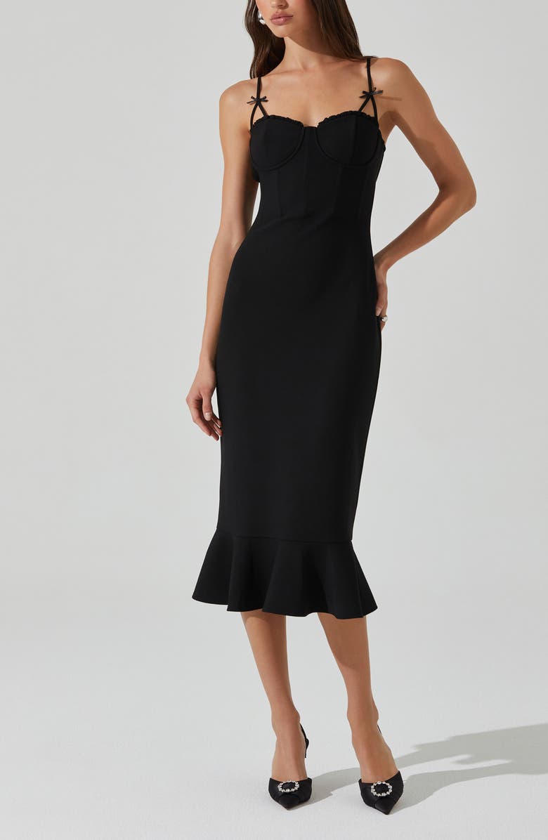 ASTR the Label Adana Bow Strap Ruffle Midi Dress, Alternate, color,