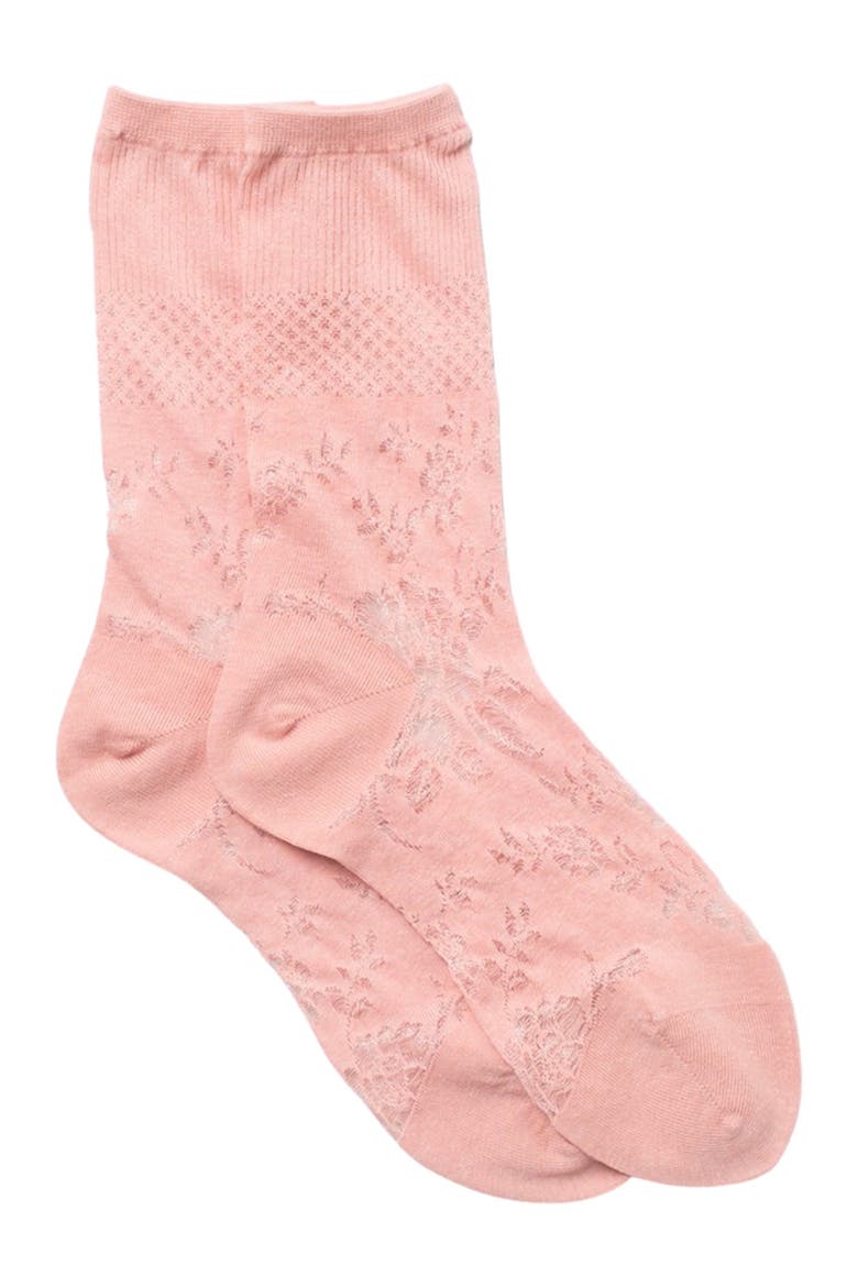 Floral Fields Crew Socks, Main, color, BLUSH
