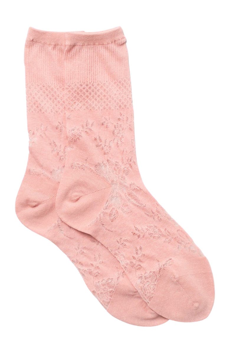Natori Floral Fields Crew Socks, Main, color, Blush