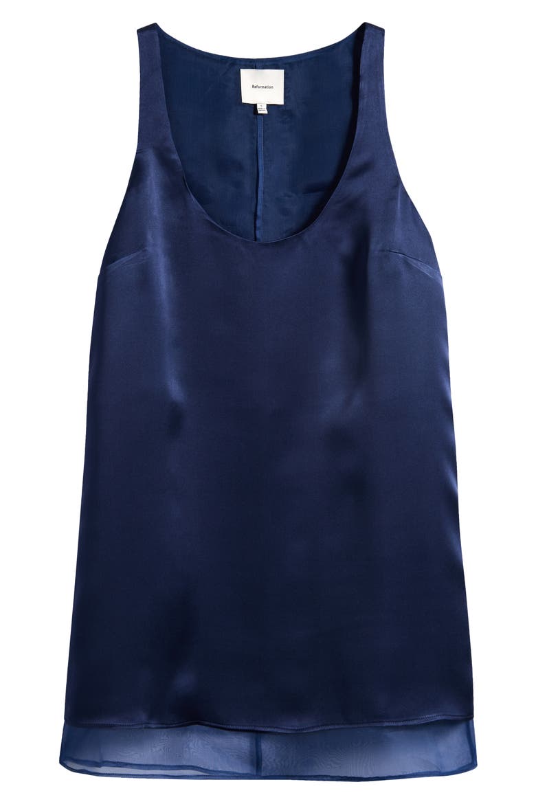 Idra Scoop Neck Silk Dress, Main, color, NAVY