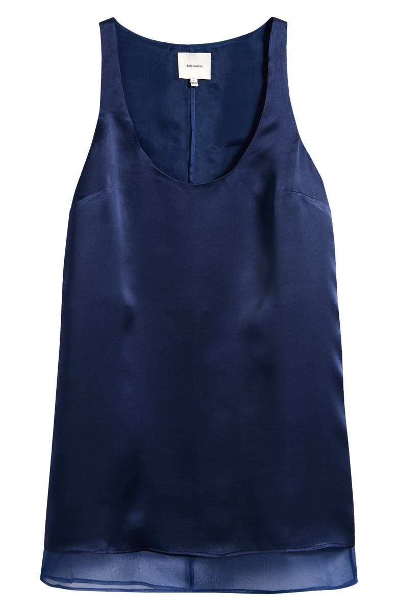 Reformation Idra Scoop Neck Silk Dress, Main, color, Navy