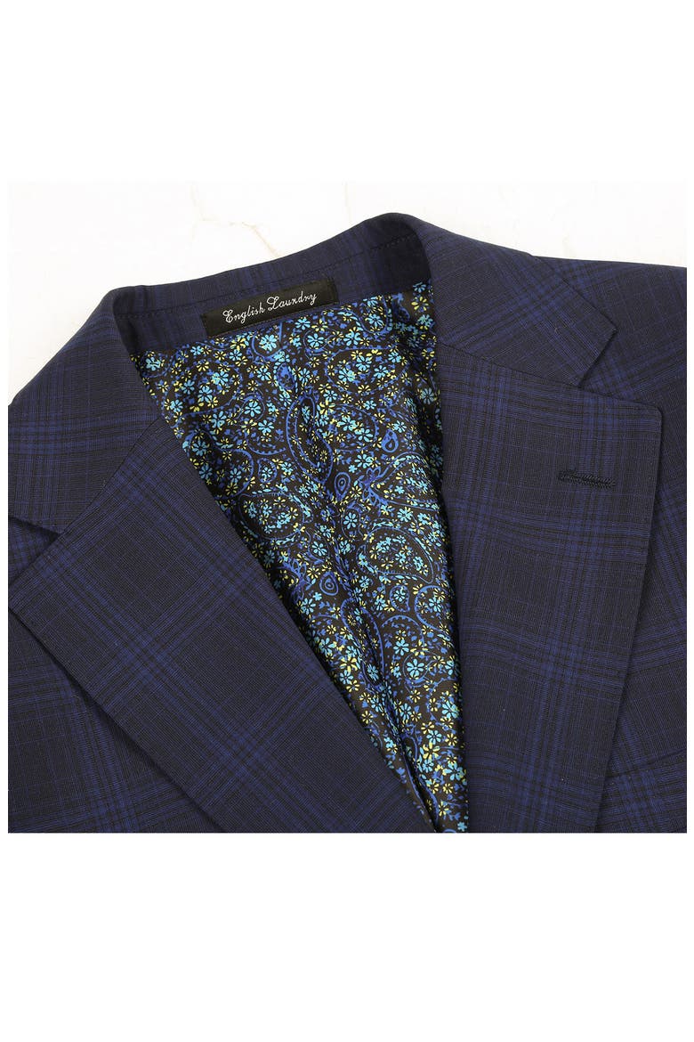 Plaid Trim Fit Wool Blend Two-Piece Suit, Alternate, color, BLUE