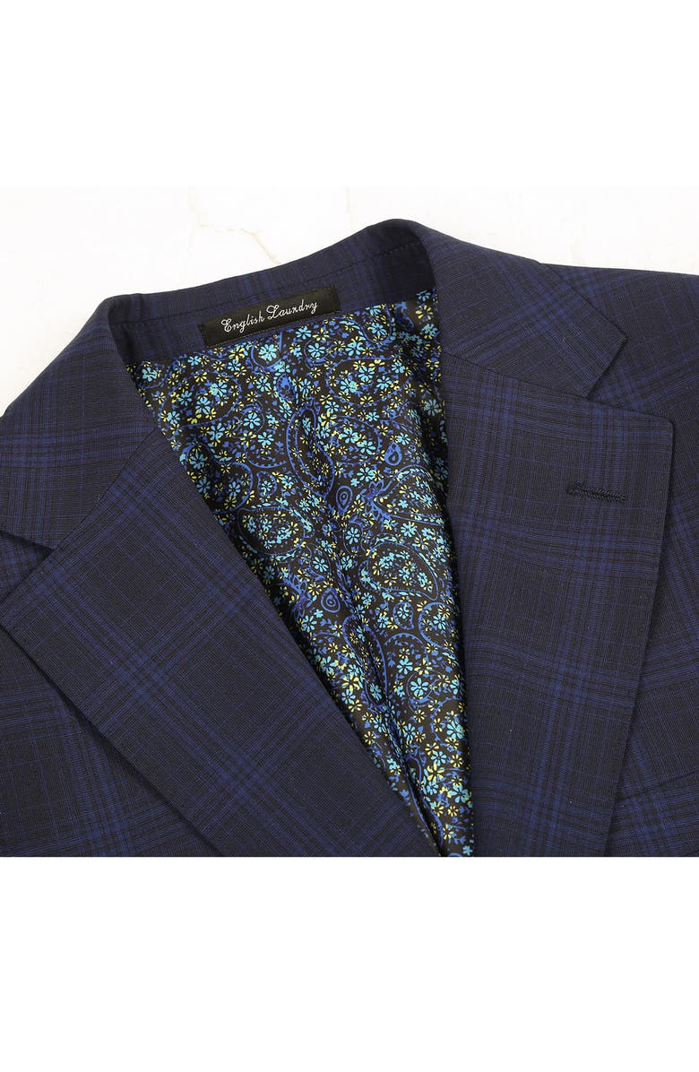 English Laundry Plaid Trim Fit Wool Blend Two-Piece Suit, Alternate, color, Blue