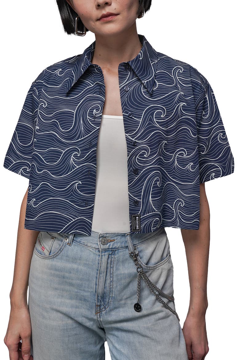 The Essential Cropped Button Up, Main, color, WAVES NAVY/WHITE