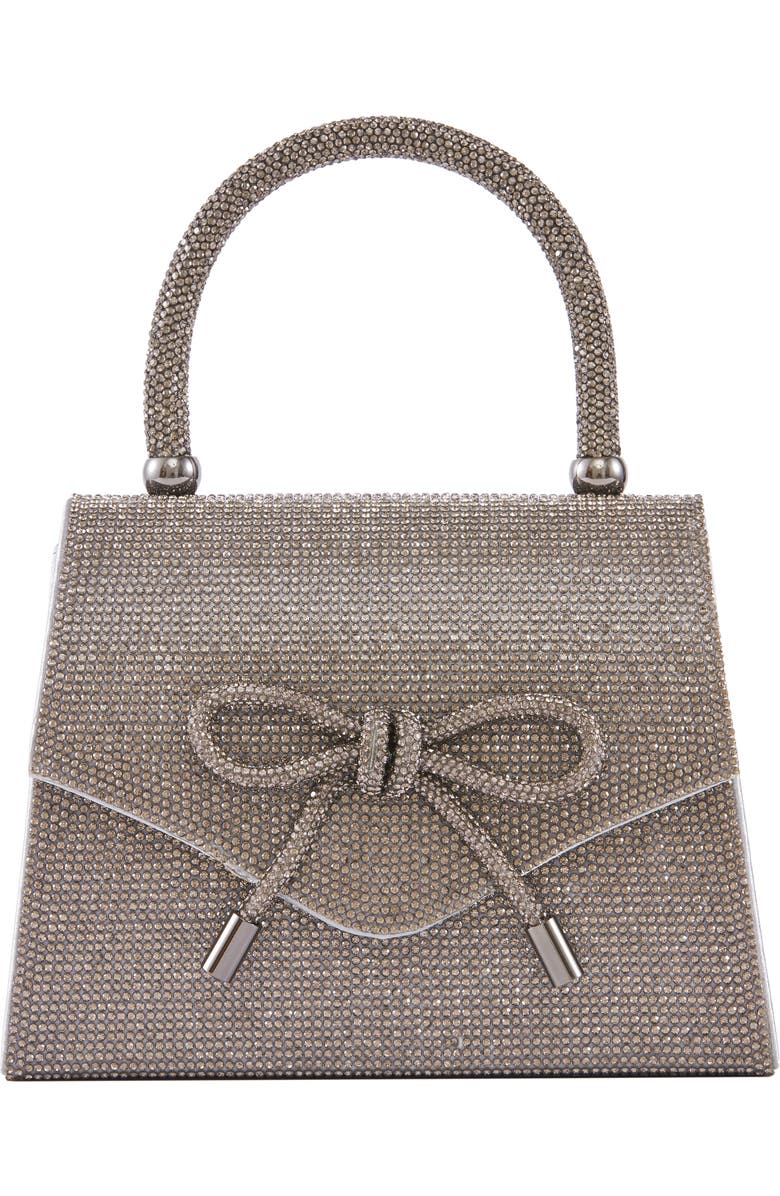 LADY COUTURE Rhinestone Top Handle Evening Bag, Main, color, Pewter