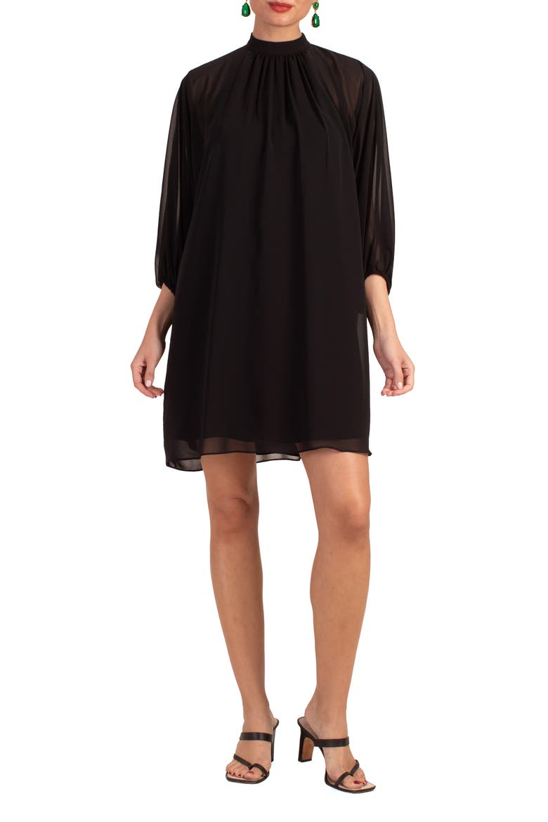 Rhyme Chiffon Shift Dress, Main, color, BLACK