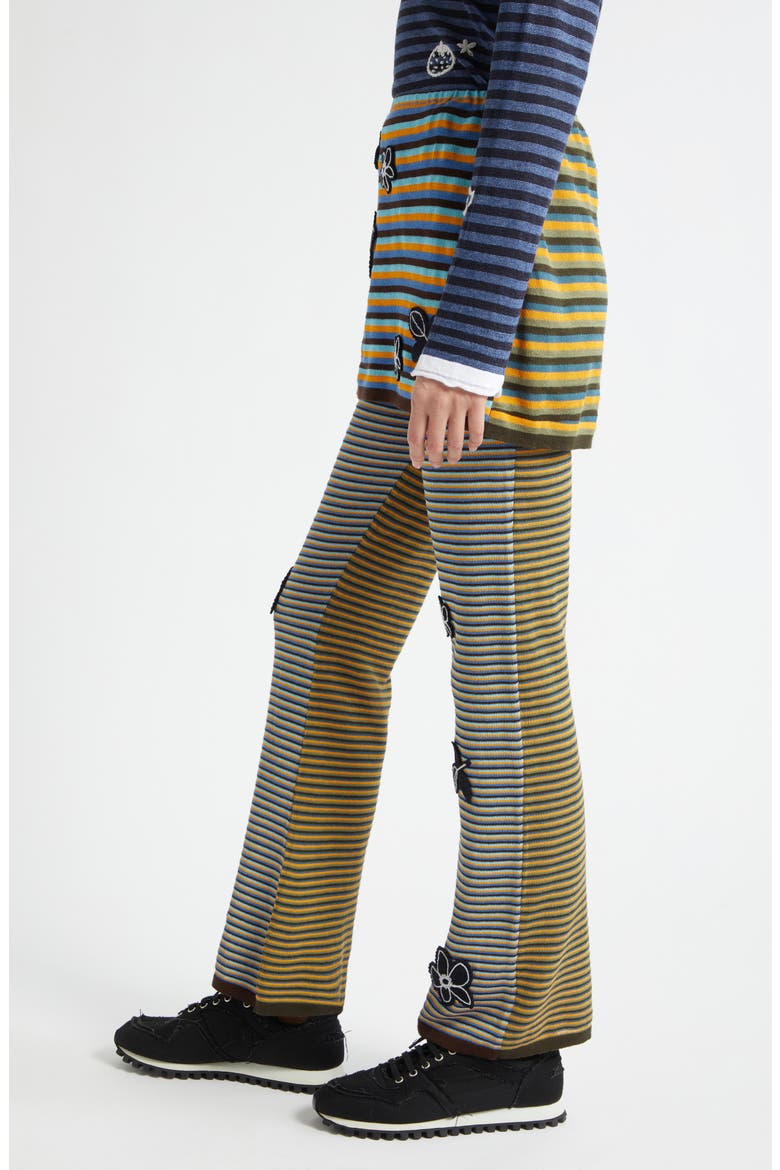 Romy Stripe & Flower Lace-Up Cotton Blend Skirted Pants, Alternate, color, BLUE MULTI