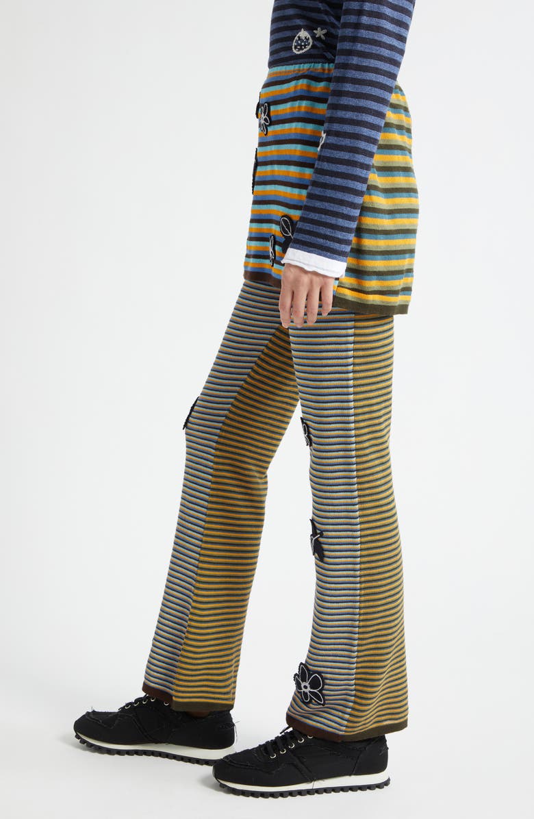 YanYan Romy Stripe & Flower Lace-Up Cotton Blend Skirted Pants, Alternate, color, Blue Multi