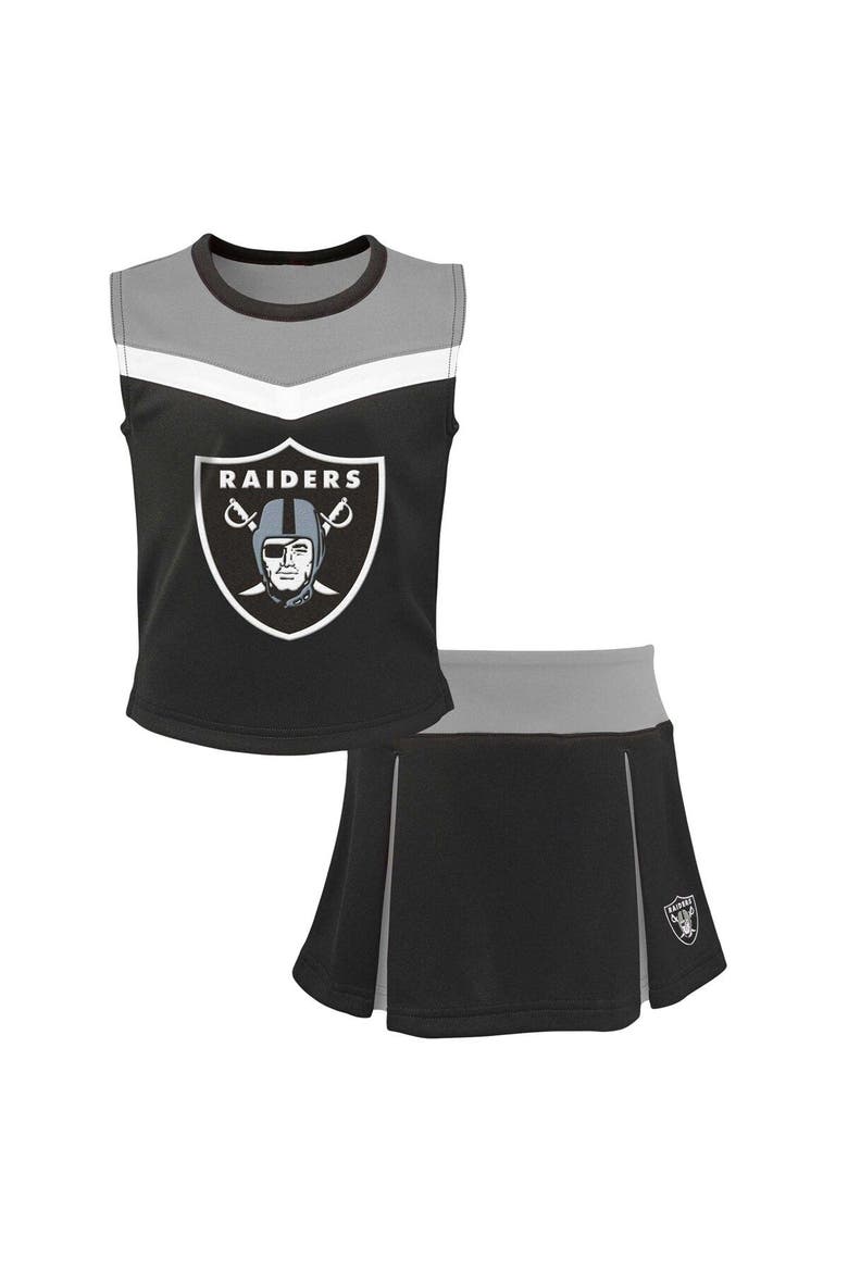 Girls Youth Black Las Vegas Raiders Spirit Two-Piece Cheerleader Set, Main, color, Black