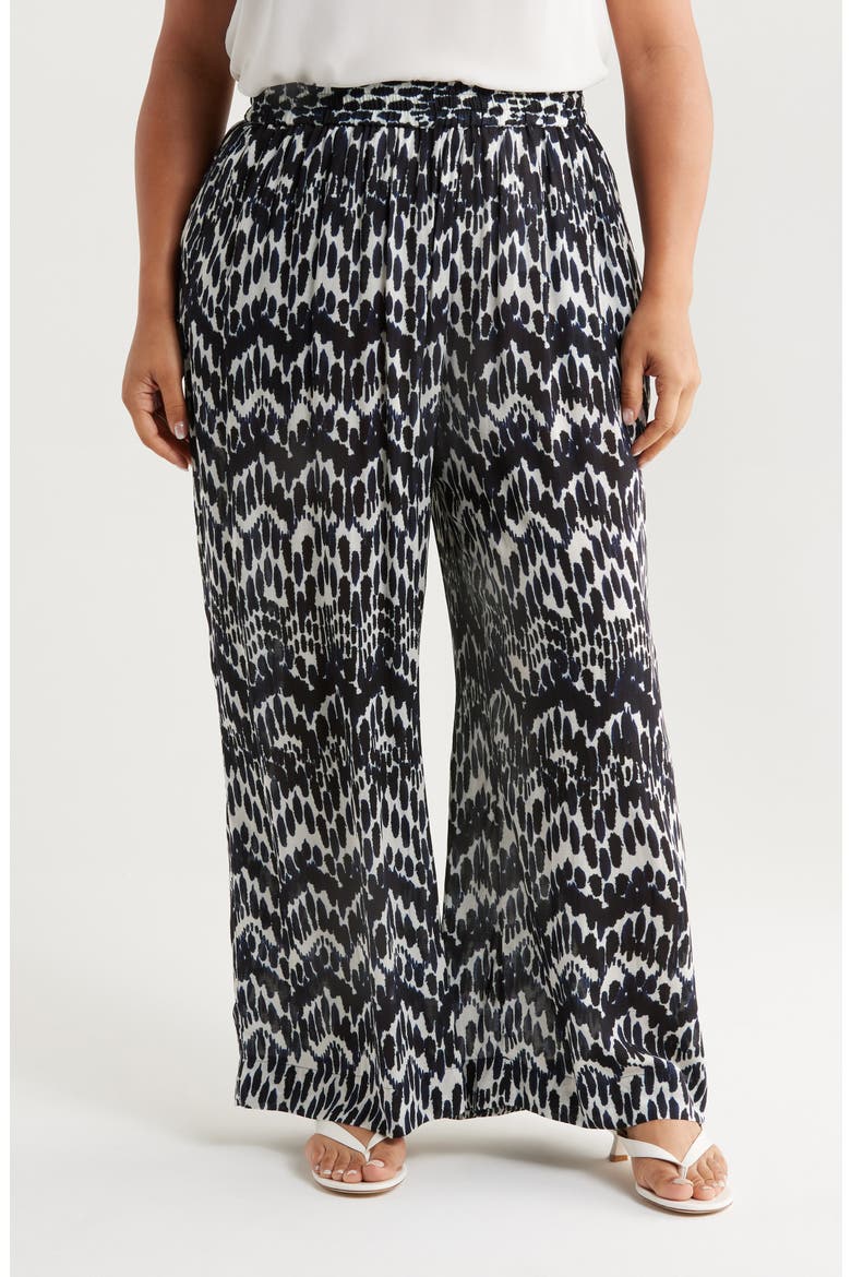 Verbena Wide Leg Voile Pants, Main, color, NAVY PAINT PRINT