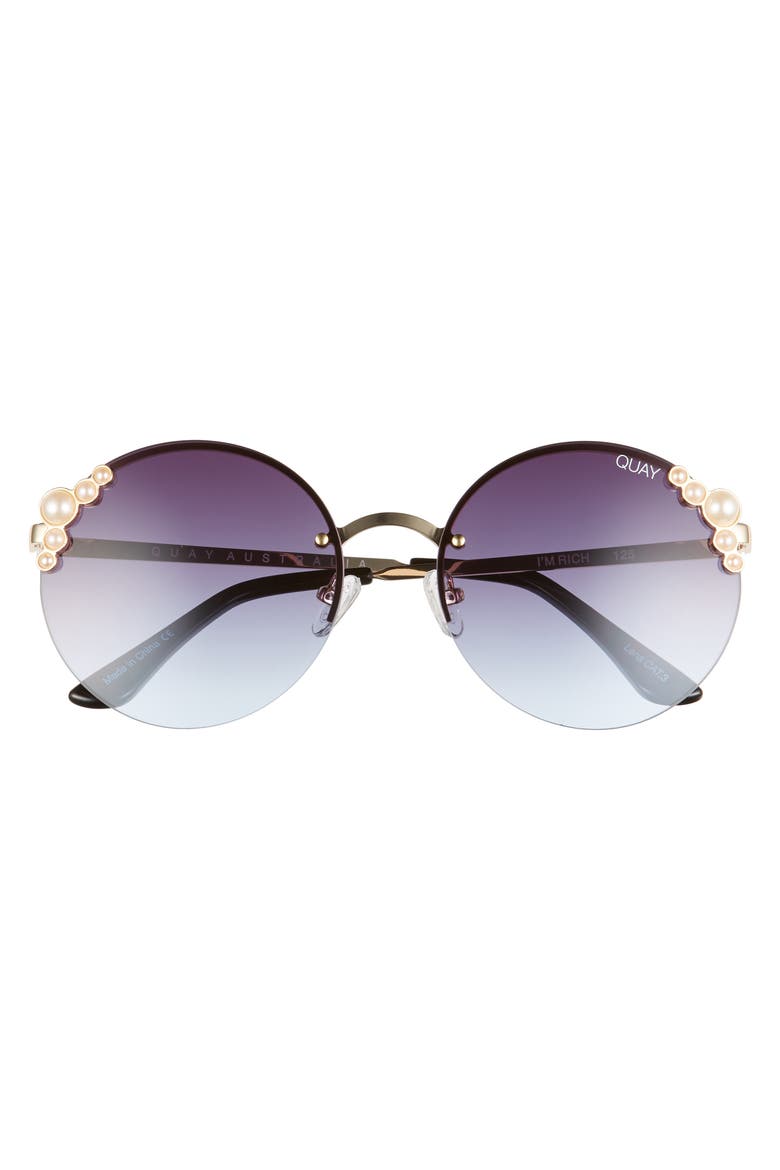 Australia I'm Rich 57mm Rimless Gradient Round Sunglasses, Alternate, color, SMOKE BLUE/ GOLD