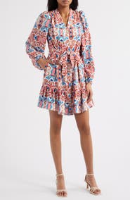 Sam Edelman Tile Print Long Sleeve Minidress