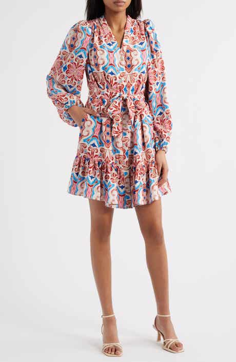 Sam Edelman Tile Print Long Sleeve Minidress