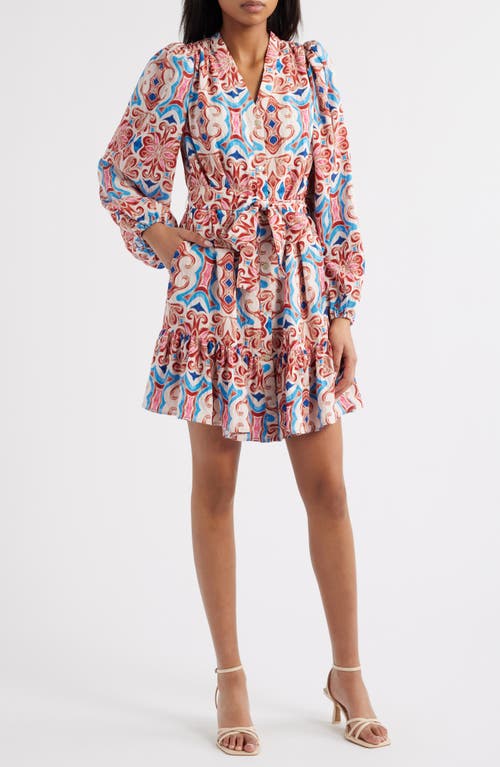 Sam Edelman Tile Print Long Sleeve Minidress In Multi