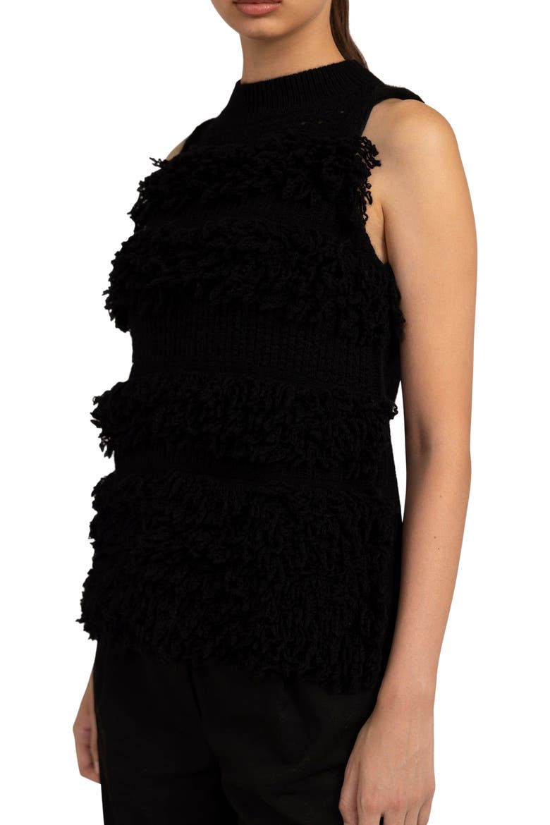 Loop-Stitch Cashmere Vest, Alternate, color, black