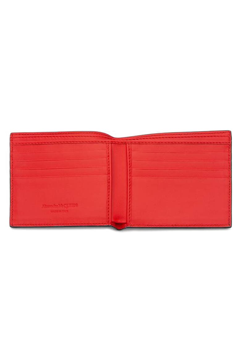 Alexander McQueen Leather Billfold Wallet, Alternate, color, BLACK/ RED