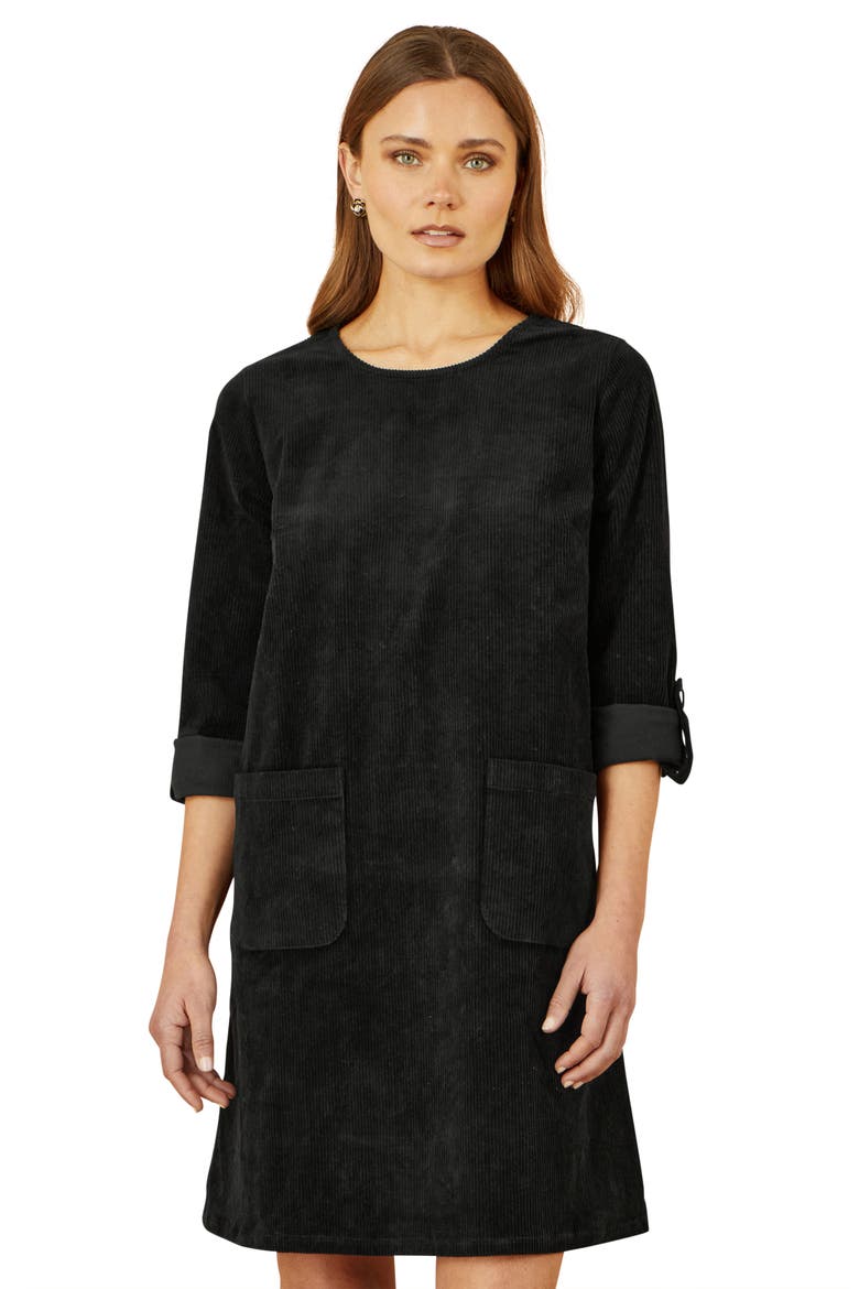 Cord Tunic Dress With Pockets, Alternate, color, Black