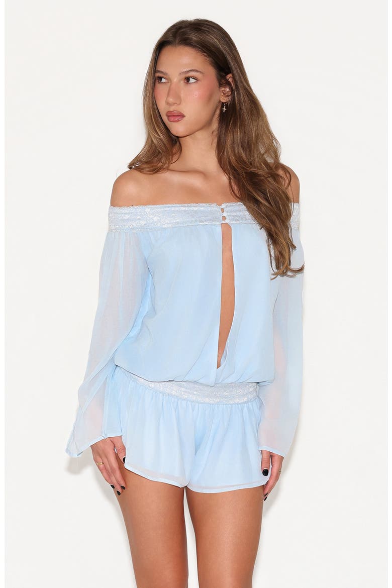 Tessie Off the Shoulder Playsuit, Alternate, color, BLUE