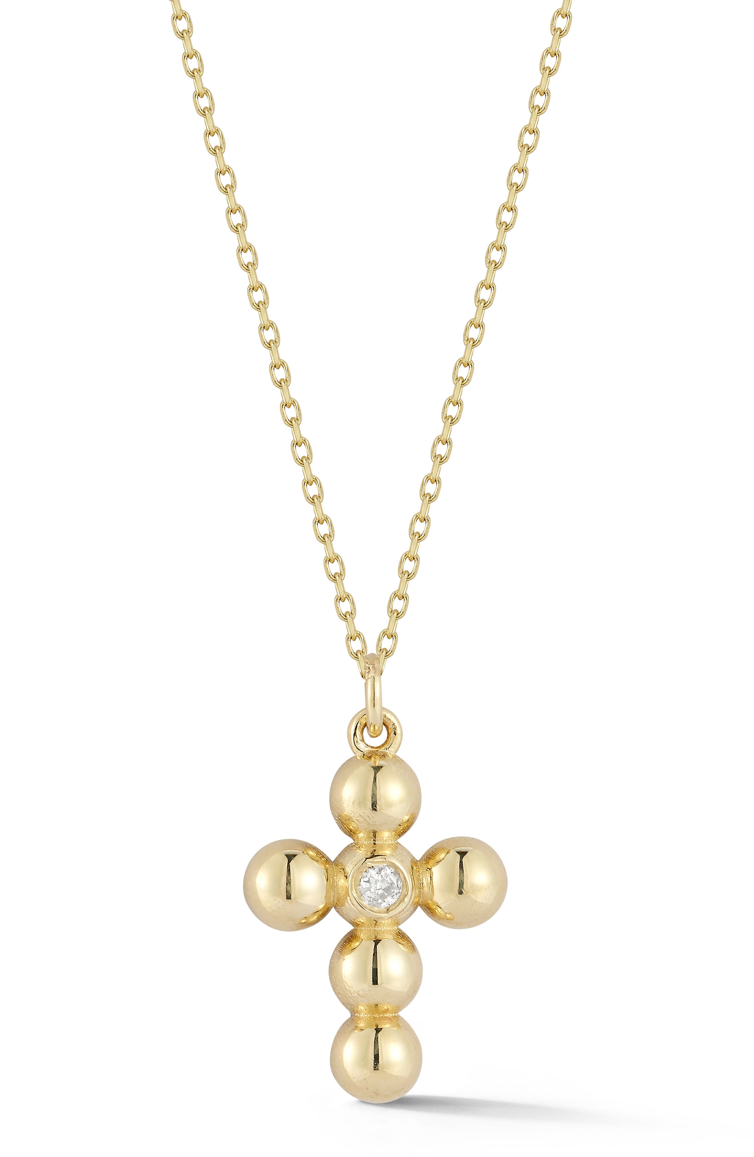 Ember Fine Jewelry 14K Gold Diamond Beaded Cross Pendant