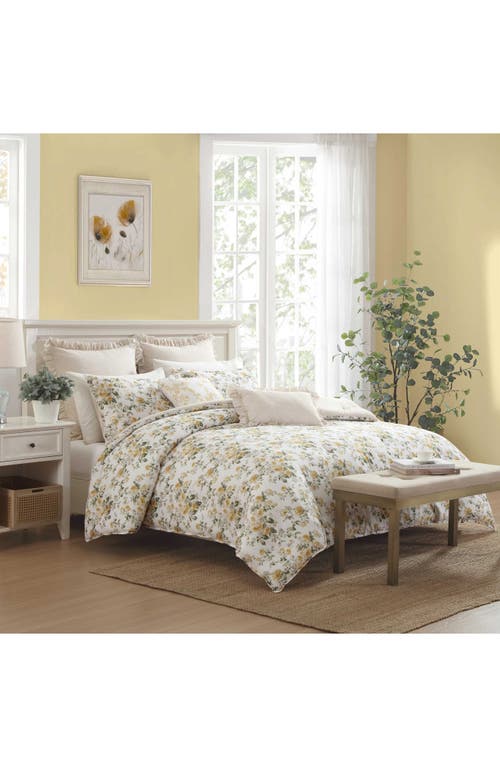 Laura Ashley Roses 7-piece Cotton Comforter Set In Gold/green