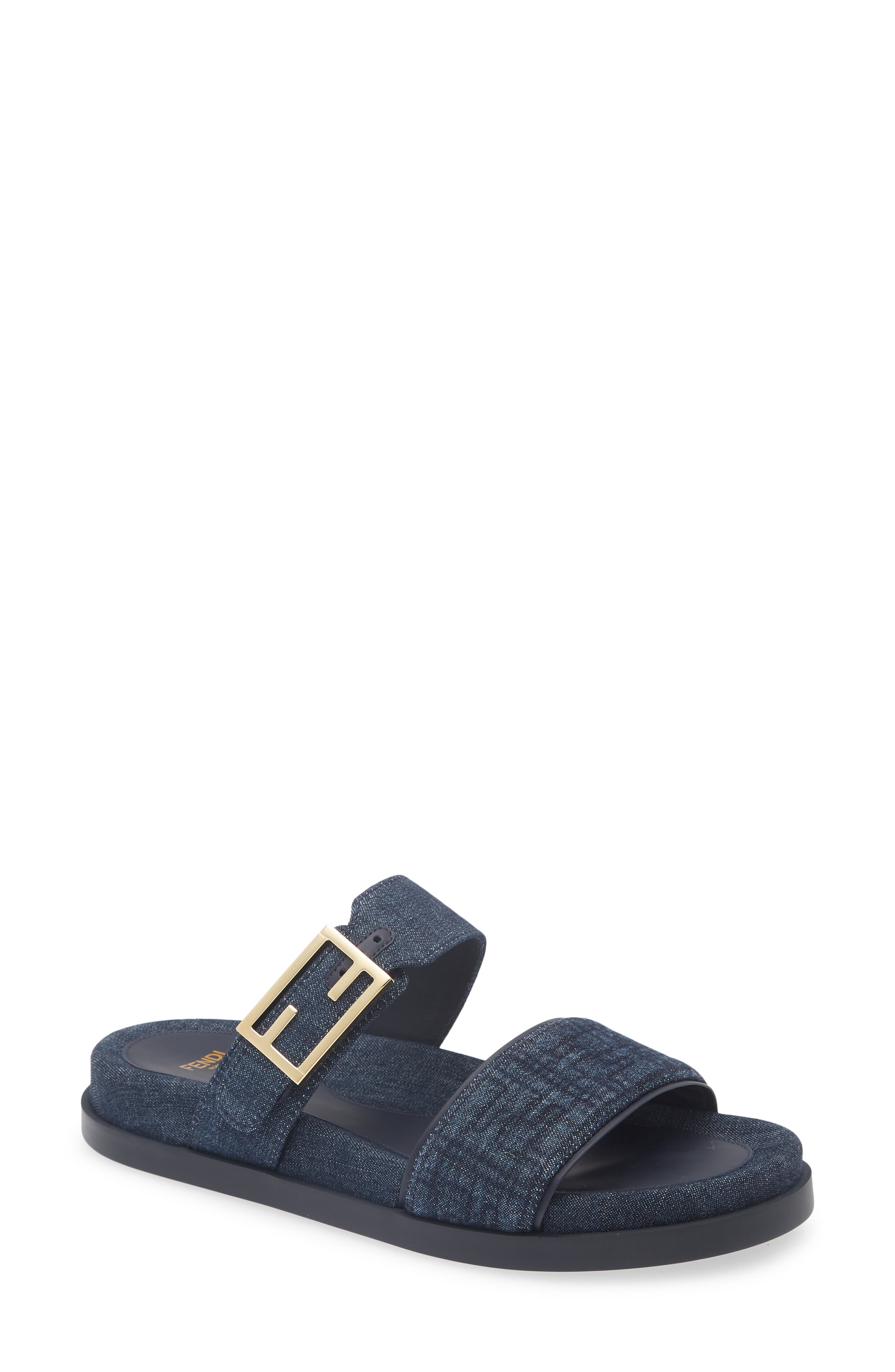 Fendi Feel Footbed Slide Sandal, Main, color, Blue