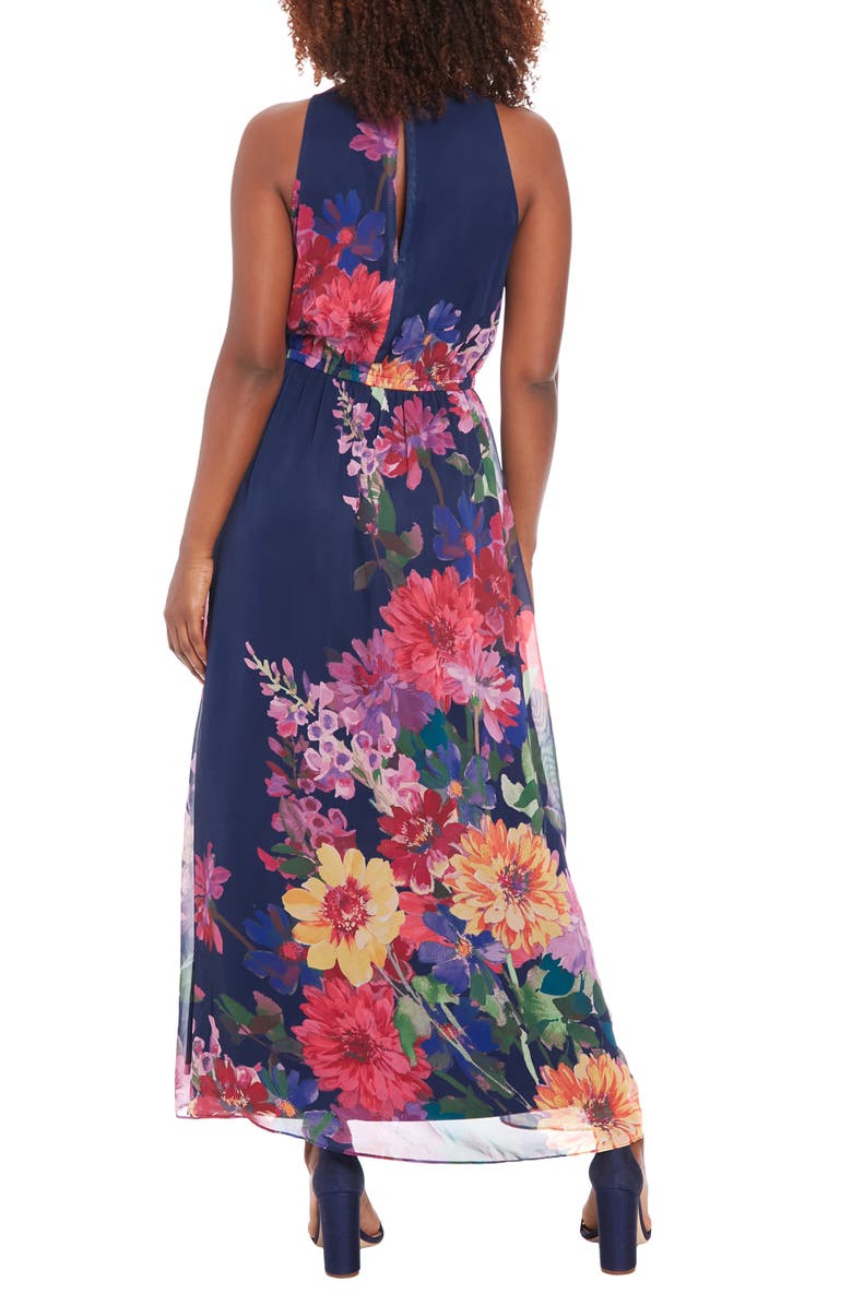 London Times Floral Sleeveless Chiffon Maxi Dress, Alternate, color, 