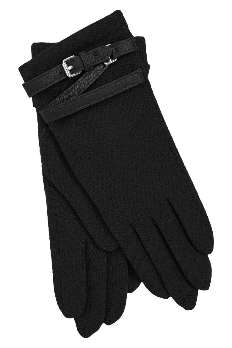 Belted Wool Blend Gloves, Alternate, color, BLACK