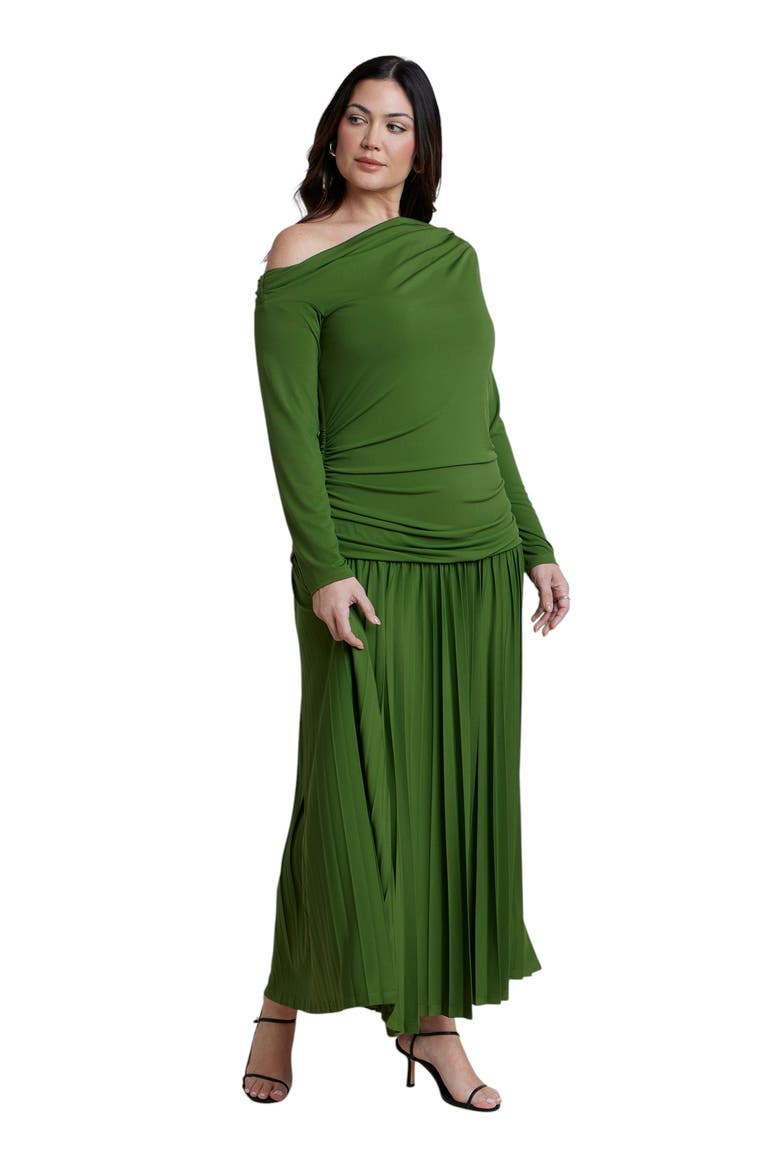 Sweater Button Detail Sweater Maxi Dress, Main, color, CACTUS