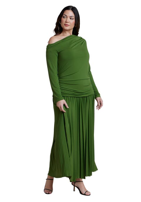 Long Sleeve Drop Waist Maxi Dress