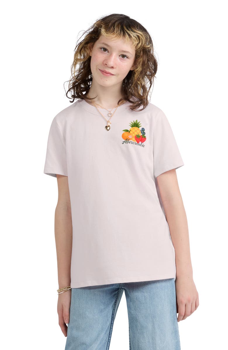 abercrombie kids Kids' Fruit Stand Graphic T-Shirt, Alternate, color, Chalk Pink