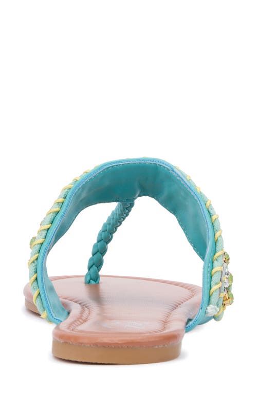 New York And Company Joyce Beaded T-strap Sandal In Aqua