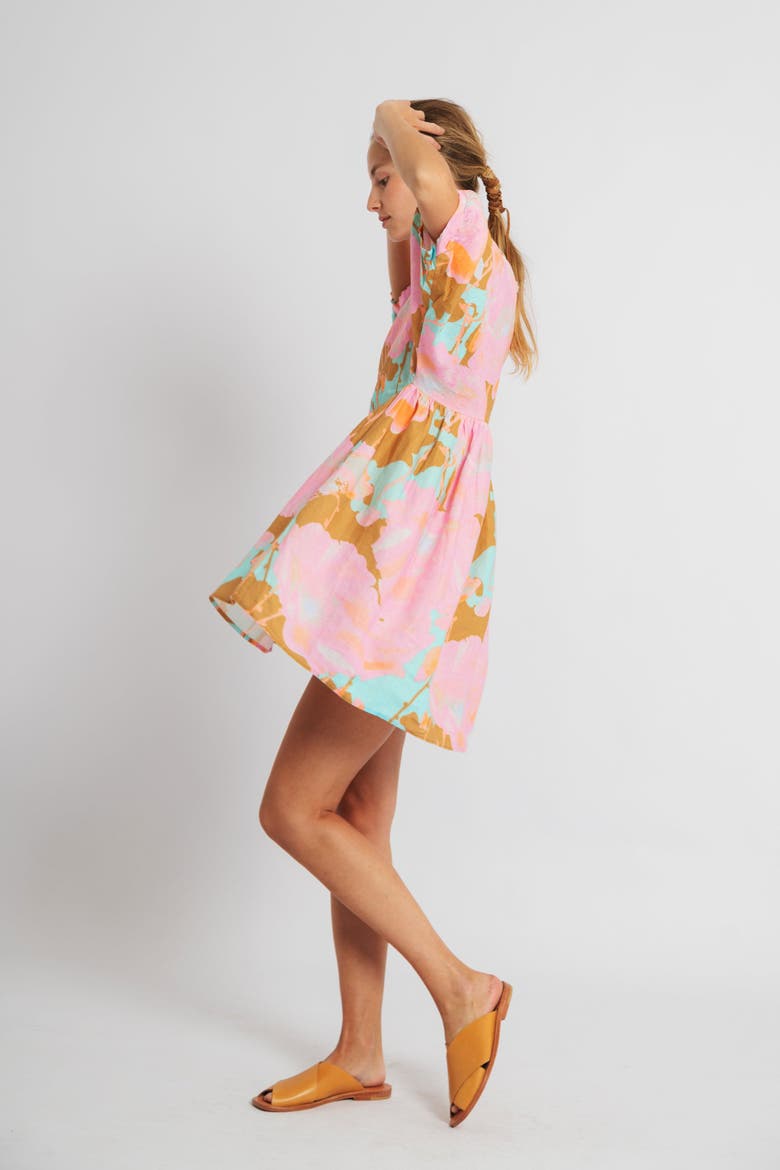 Alcala Linen Dress, Alternate, color, Aquarela