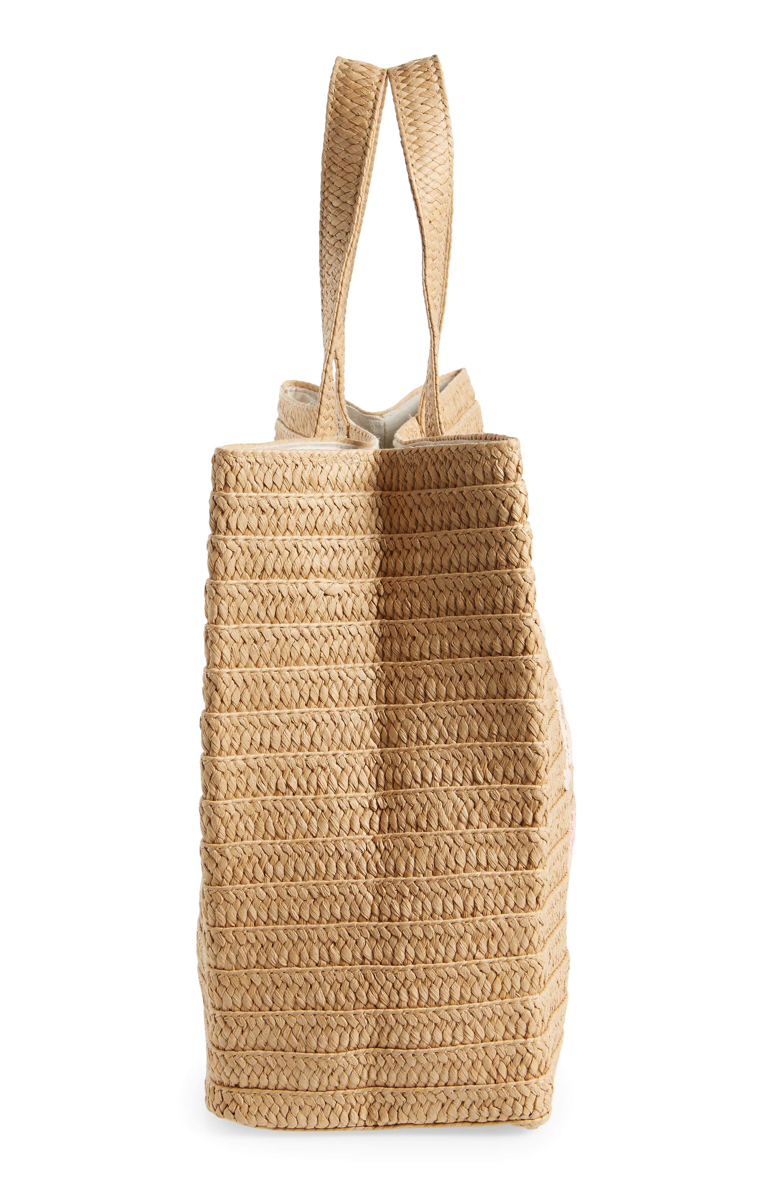 BTB Los Angeles Sunrise, Suntan, Sunset Raffia Tote, Alternate, color, 