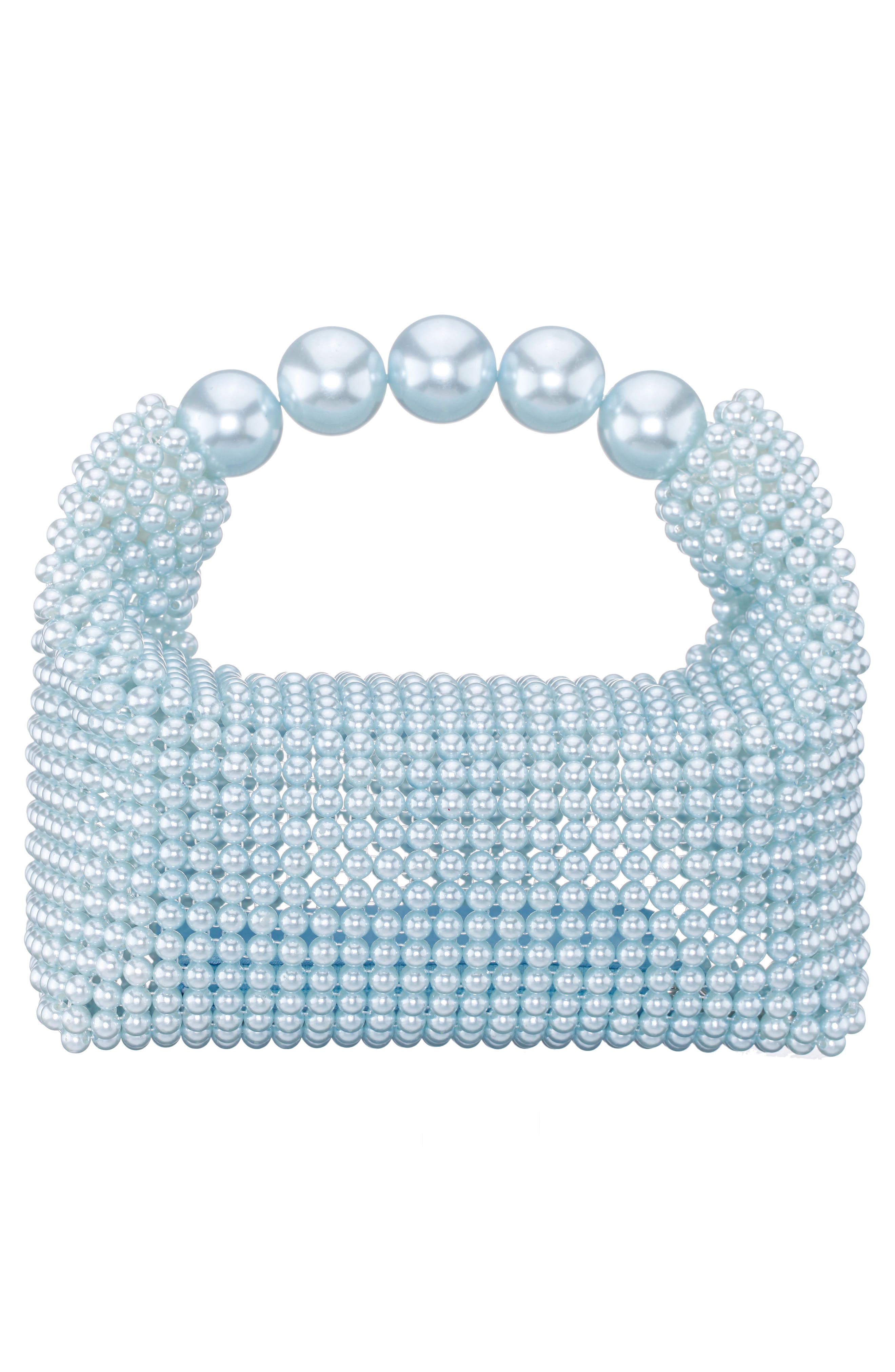 Nina Kiki Faux Pearl To Handle Bag, Alternate, color, Icy Blue