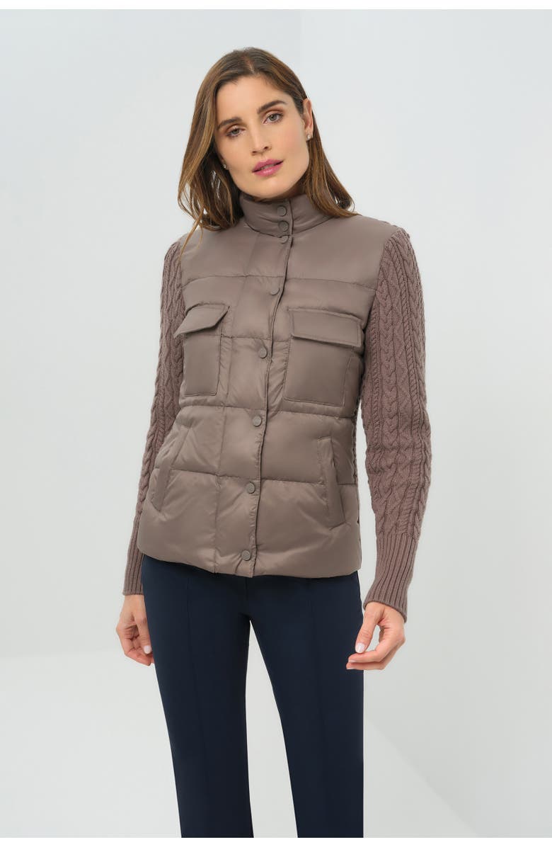 Anatomie Nina Puffer Jacket with Knit Back and Sleeves, Main, color, Taupe
