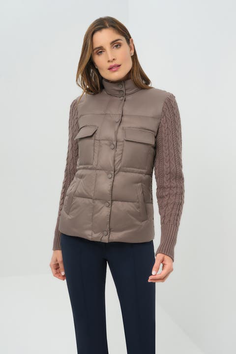 Nina Puffer Jacket with Knit Back and Sleeves