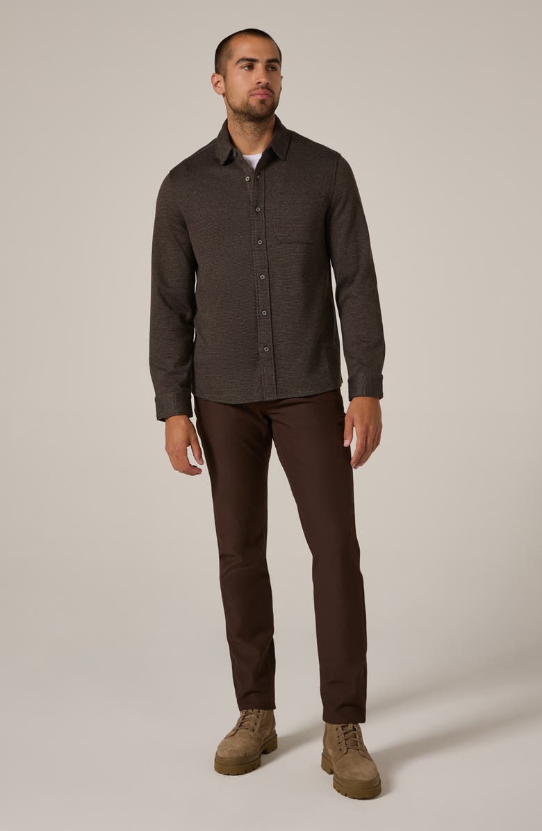 7 Diamonds Generation Houndstooth Knit Button-Up Shirt, Alternate, color, Brown