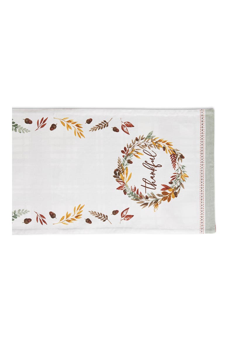Thankful Autumn Wreath Reversible Tablecloth, Alternate, color, AUTUMN WREATH