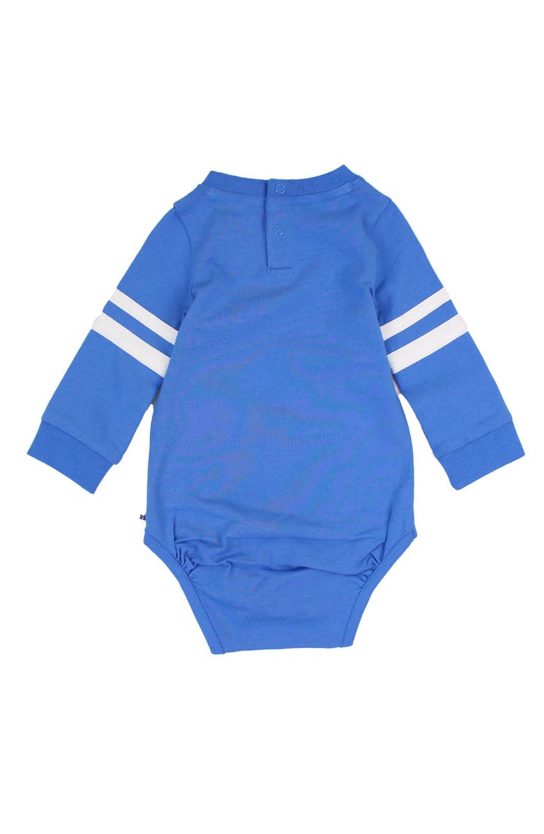 RuffleButts Baby Boys Racing Stripe Long Sleeve Bodysuit, Alternate, color, Sonic Blue
