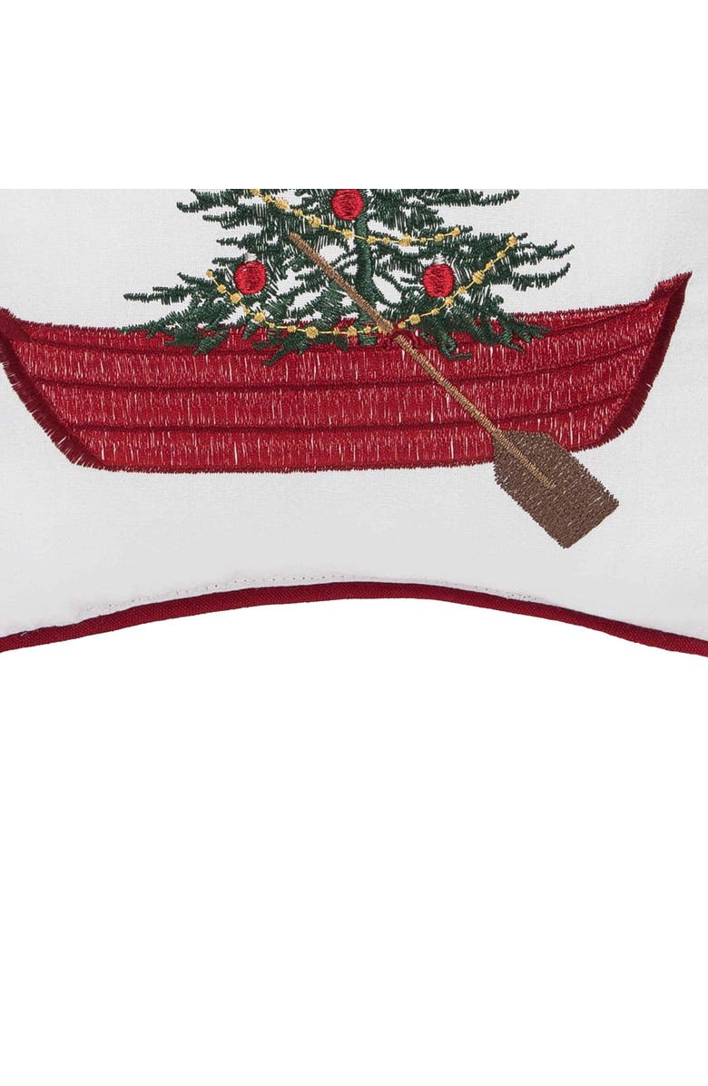 C&F Home "Deck The Hulls" Small Petite Mini Christmas Accent Pillow 10" x 10", Alternate, color, Red