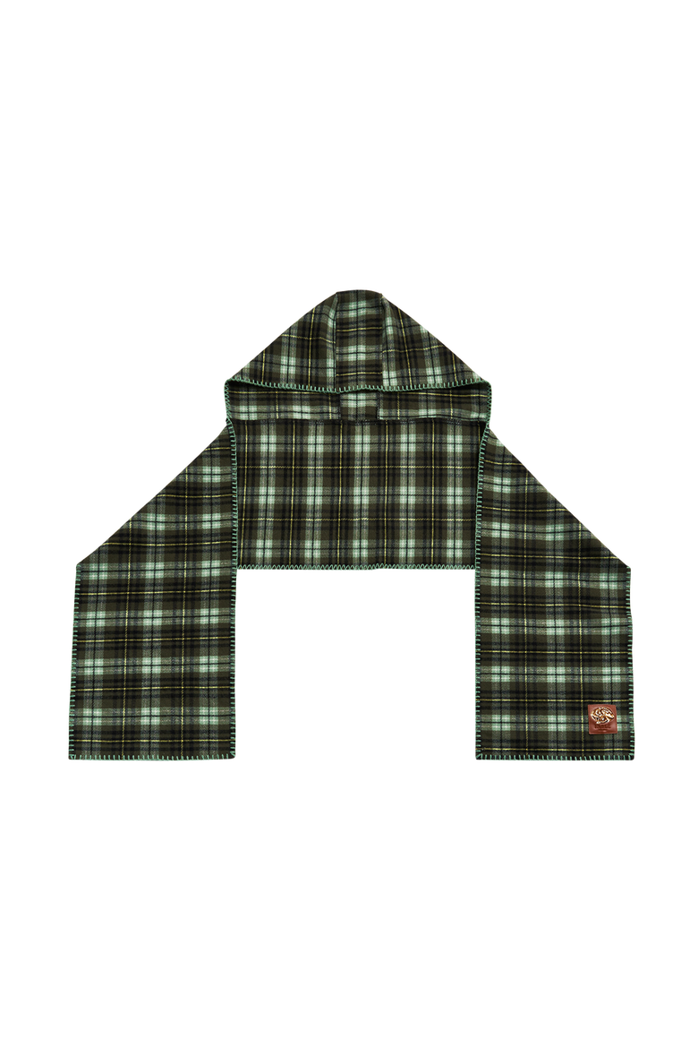 Green Check Hooded Scarf, Main, color, Emerald Green
